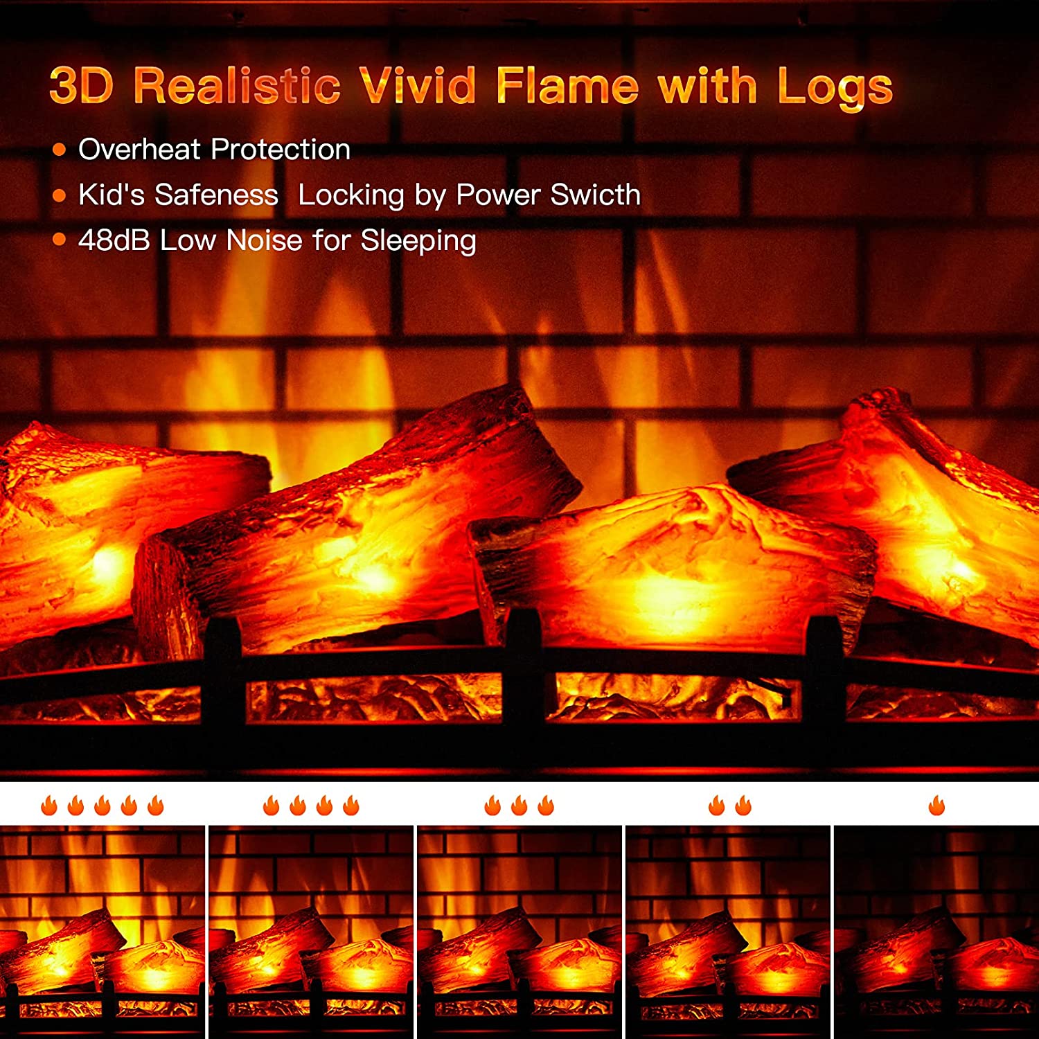 Infrared Quartz Electric Fireplace Stove Heater