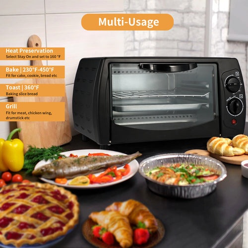 Countertop Toaster Oven, Pizza Maker, Exquisite 4 Slice Capacity, 9 L, Black Matte Stainless
