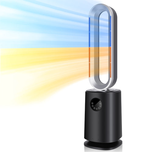 35 inch Space Heater Bladeless Tower Fan, Heater and Cooling Air Purifier, with Remote Control, Air Circulator Fan for Home Air Conditioner, black