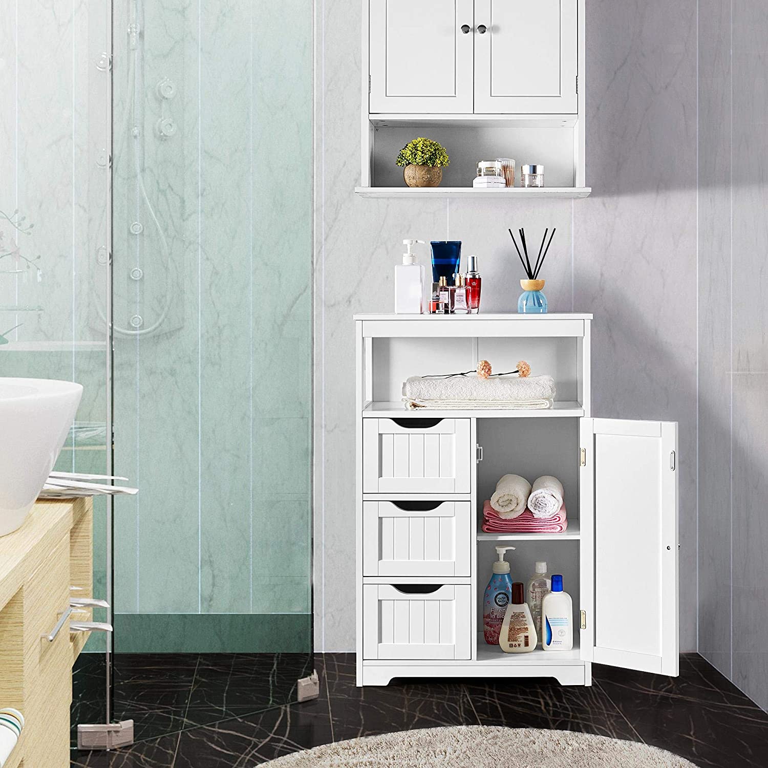 Free Standing Bathroom Cabinet with 1 Drawer 2 Doors