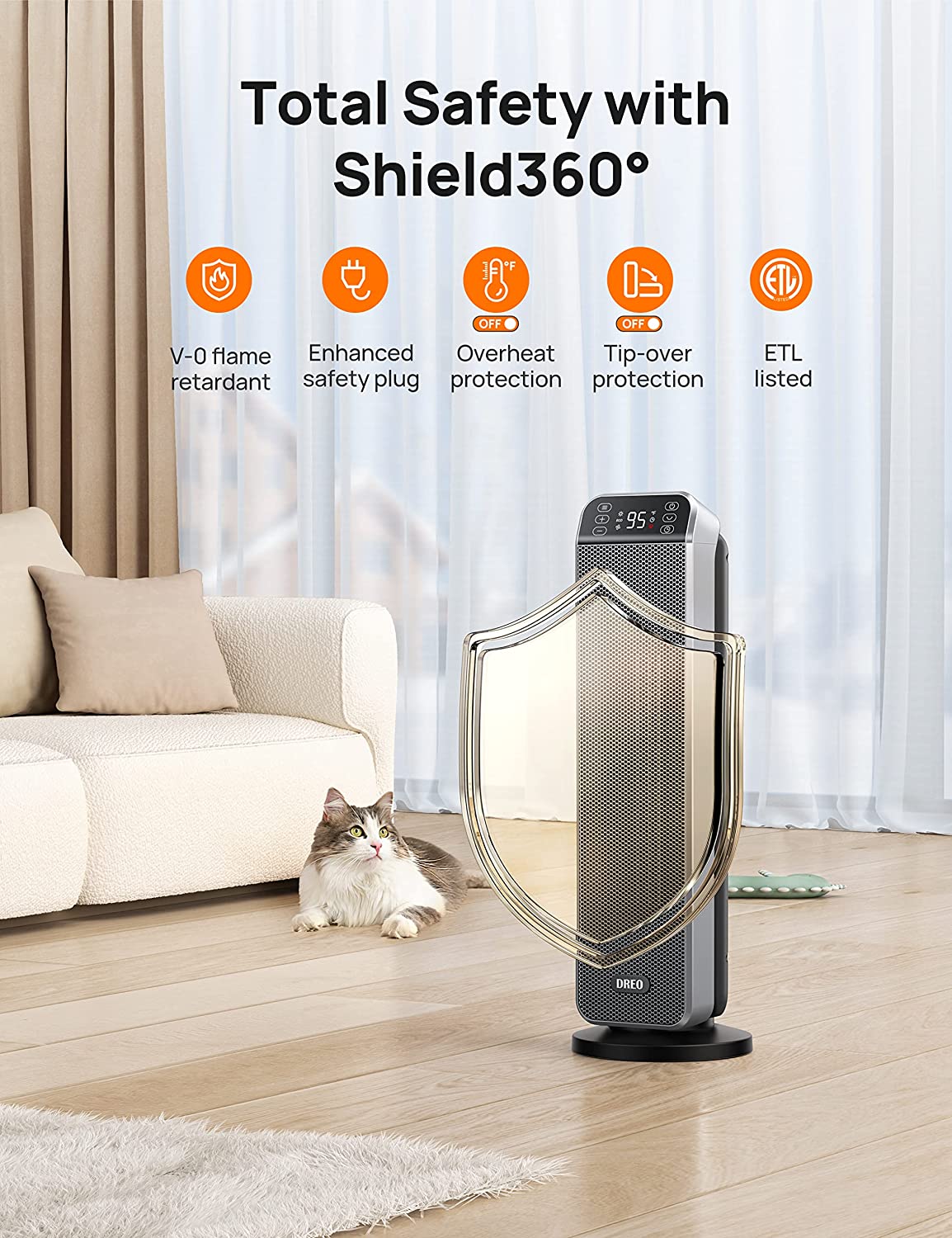 Space Heater,11fts Fast Quiet Heating Portable Electric Heater with Remote, 3 Modes