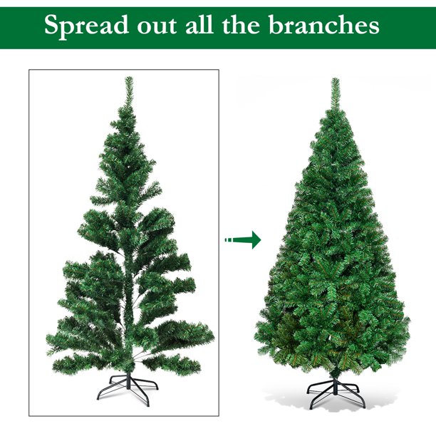 6Ft Artificial PVC Christmas Tree Stand Indoor Outdoor Green