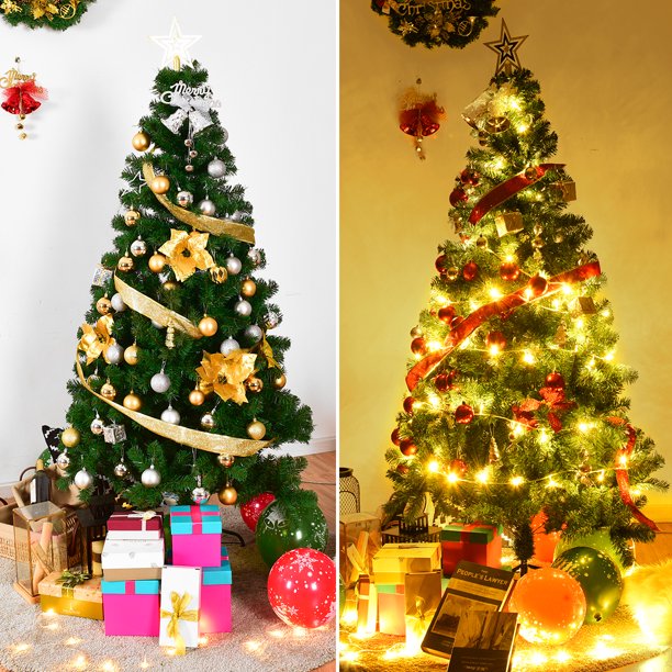 6Ft Artificial PVC Christmas Tree Stand Indoor Outdoor Green