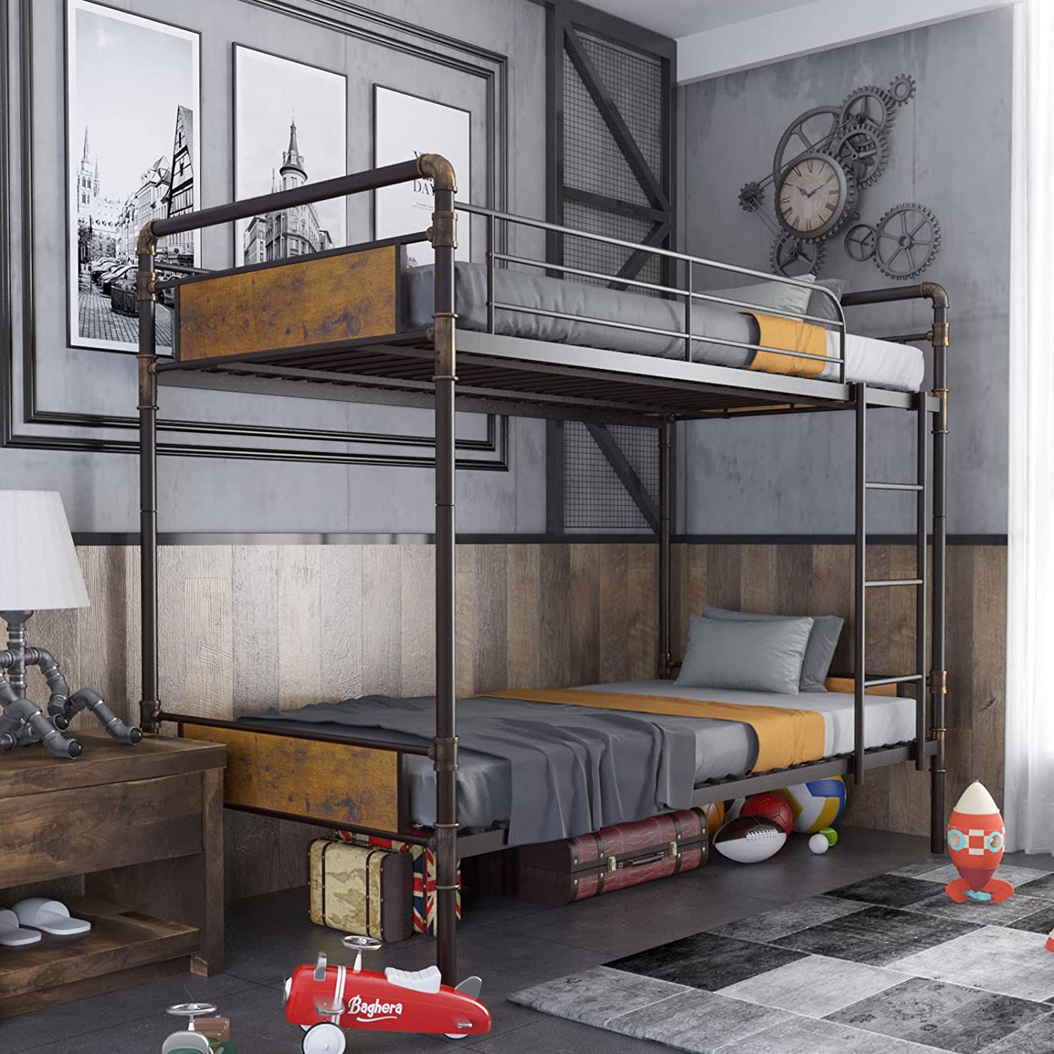 Twin Over Twin Bunk Bed, Convertible Twin Bunk Beds