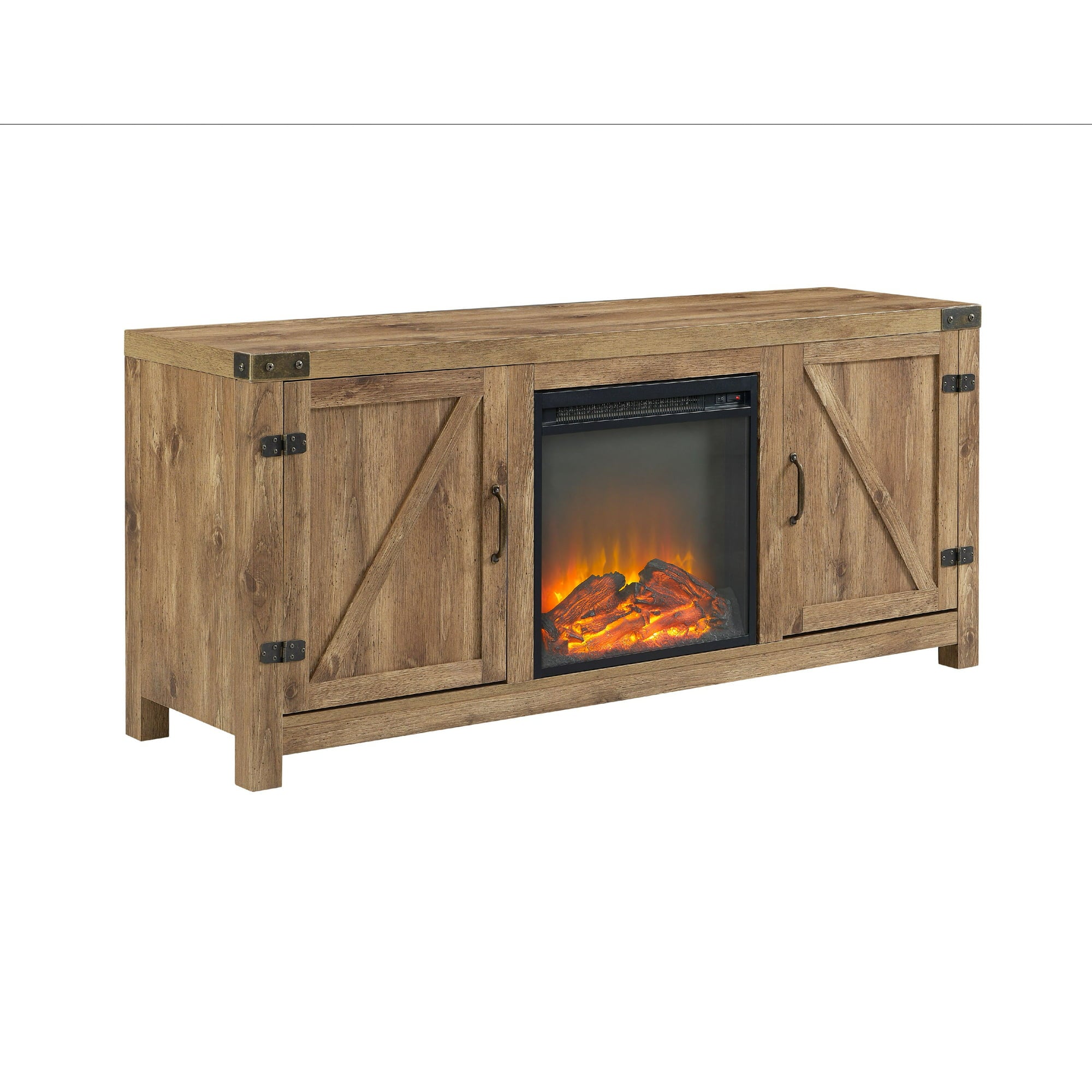 Modern Farmhouse Fireplace TV Stand for TVs up to 65in, Brown
