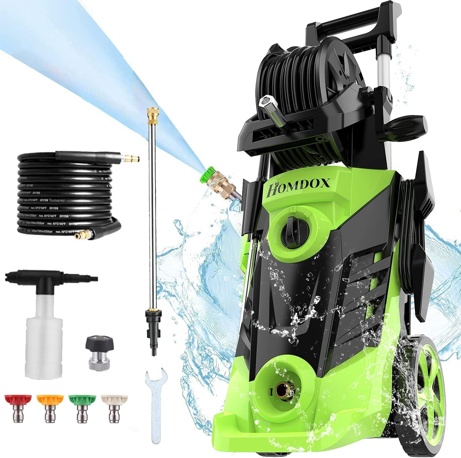 3000PSI Electric High Pressure Washer Machine 2 GPM 2000W w/ Deck Patio Cleaner, Green