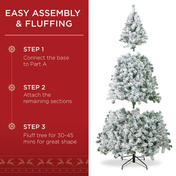 7.5ft Snow Flocked Hinged Artificial Christmas Tree without Lights, White