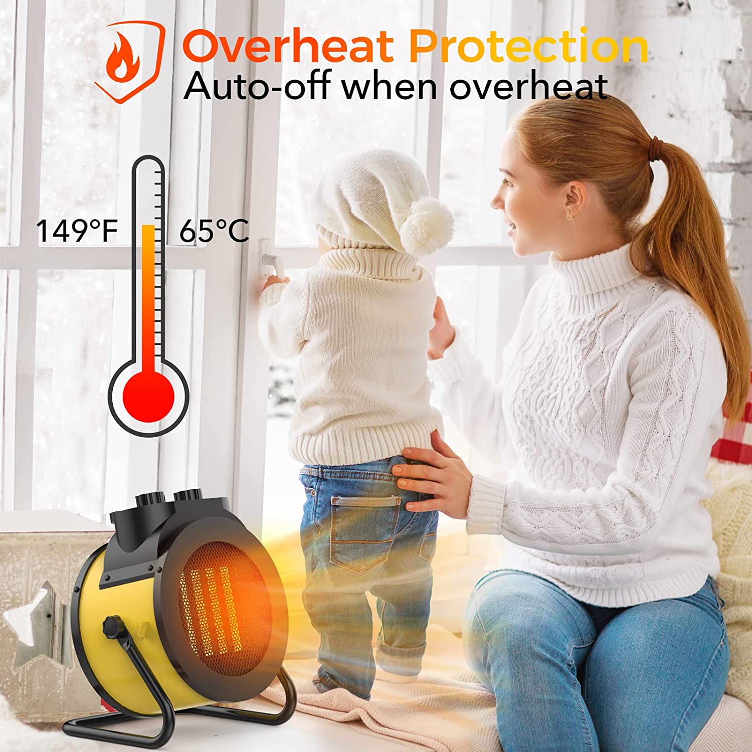 Space Heater Upgrade 1500W Portable Electric Heater with 3 Modes