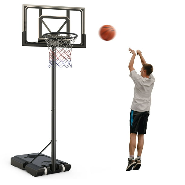 44in Portable Basketball Hoop Goal 4.8 - 10 Ft. Height Adjustable for Outdoor Indoor Court