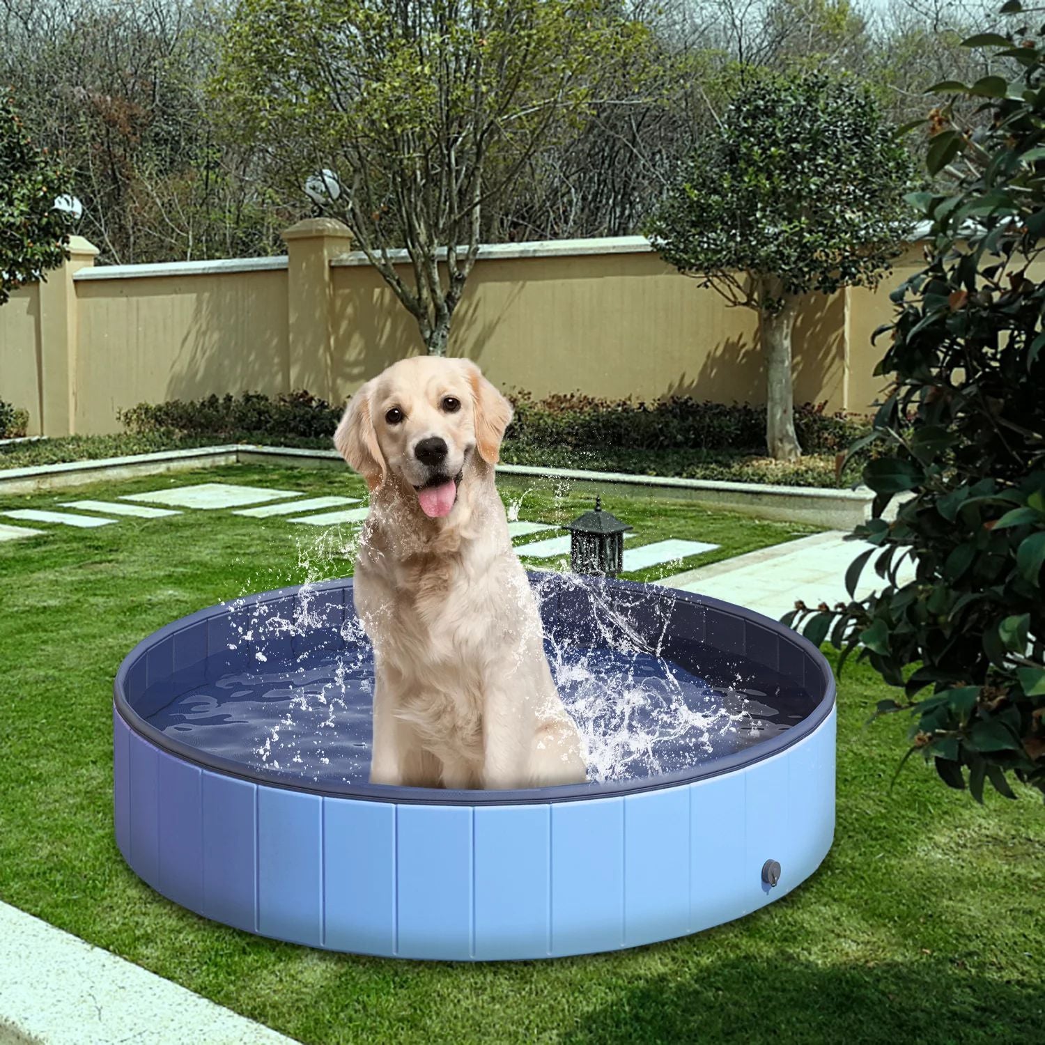48 inch Pet Pool Folding Dog Pool, Blue