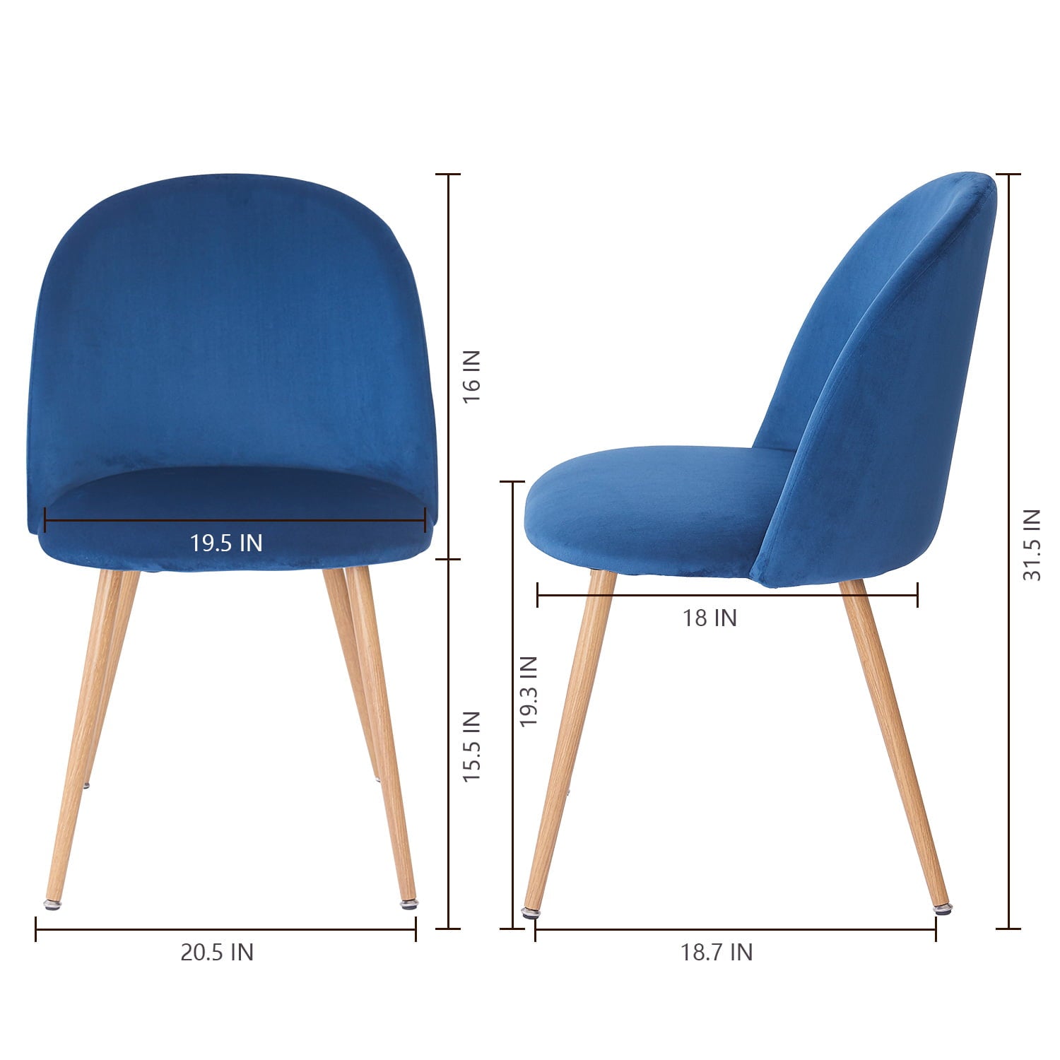 Velvet Dining Chair, Modern Accent Chair, Navy Blue