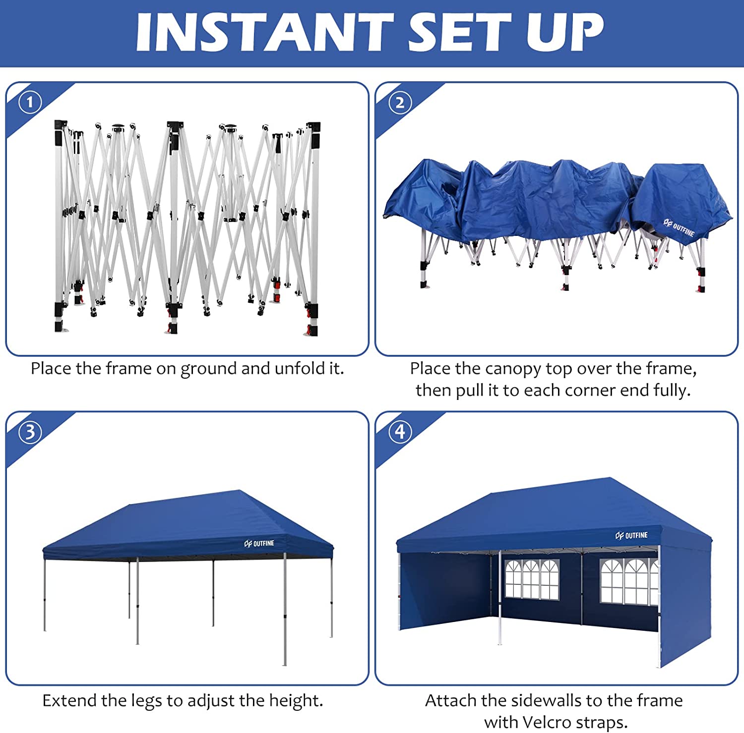 Party Tent 10x20 Patio Canopy Shelter with 3 Removable Side Walls