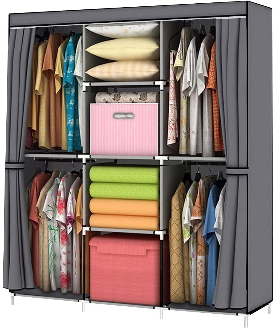 Wardrobe Storage Closet Clothes Portable Wardrobe Storage Closet Portable Closet Organizer Portable Closets Wardrobe Closet Organizer Shelf Wardrobe Clothes Organizer Standing Closet Gray