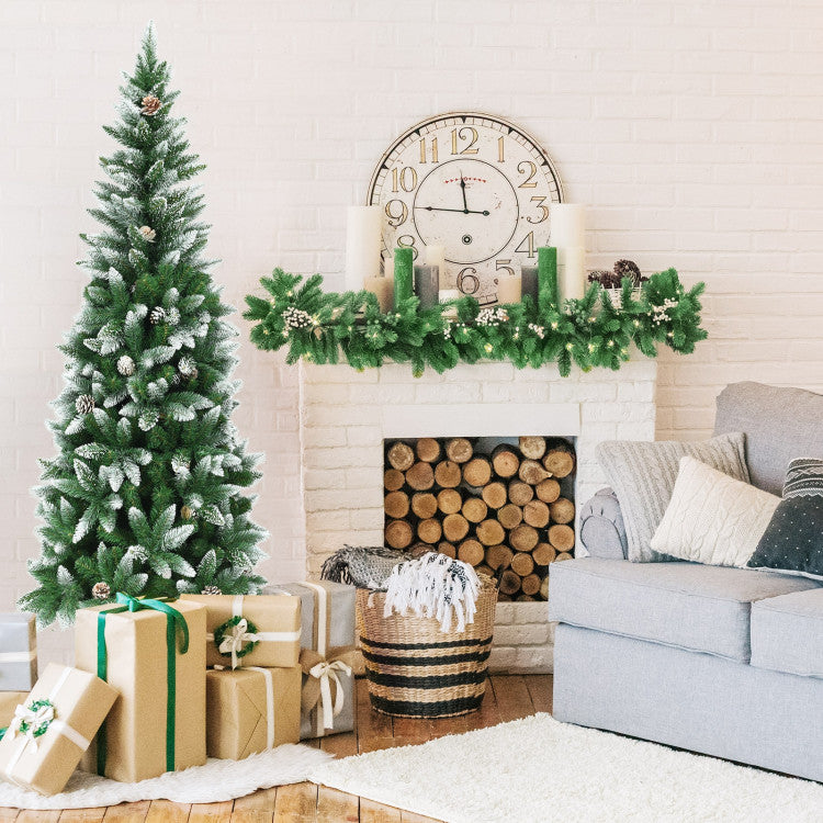 6 Feet Artificial Pencil Christmas Tree with Pine Cones