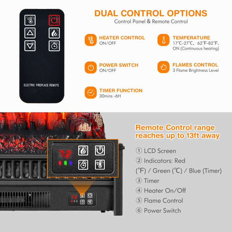 1400W Electric Fireplace Log Heater