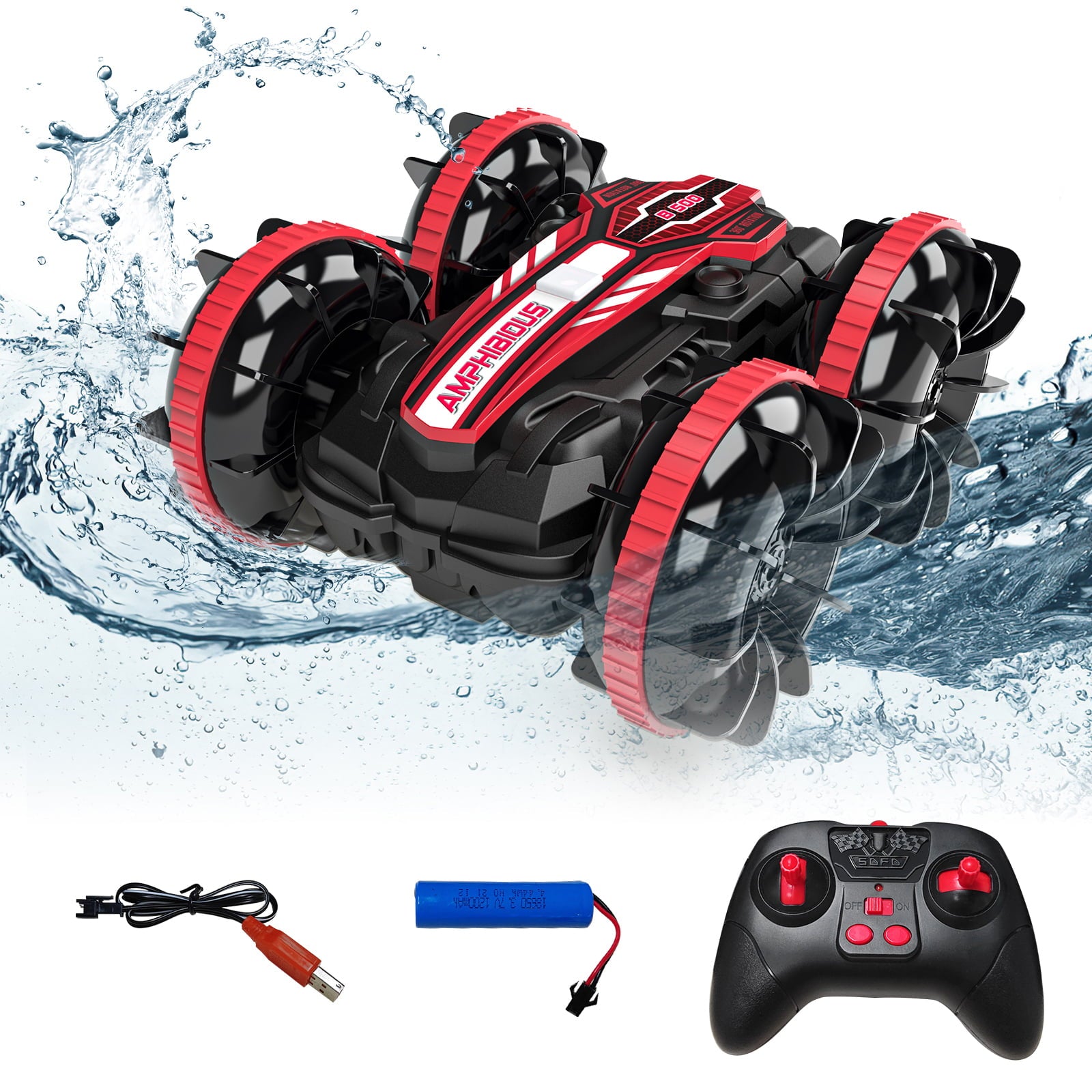 Remote Controls Cars, RC Boat Sonic 2 Toys, 4WD Off Road Car Stunt 2.4GHz Land Water 2 in 1 Remote Control, RC Cars for Kids Boys