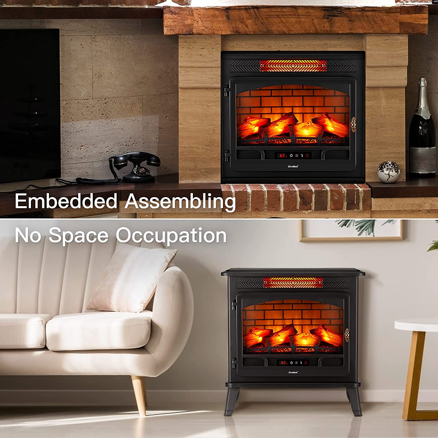 Infrared Quartz Electric Fireplace Stove Heater
