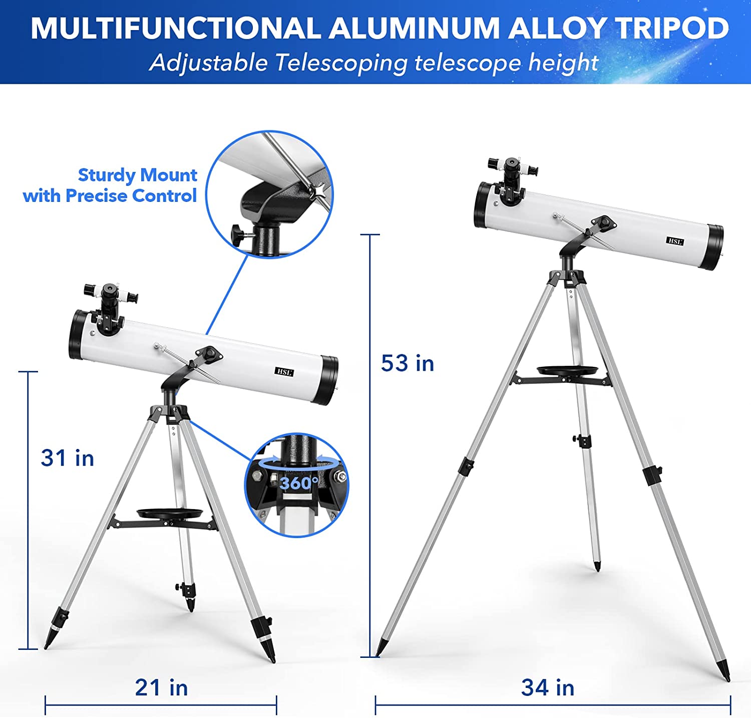 Reflector Telescope 76mm Aperture 700mm Focal Length Astronomy Reflector Telescopes