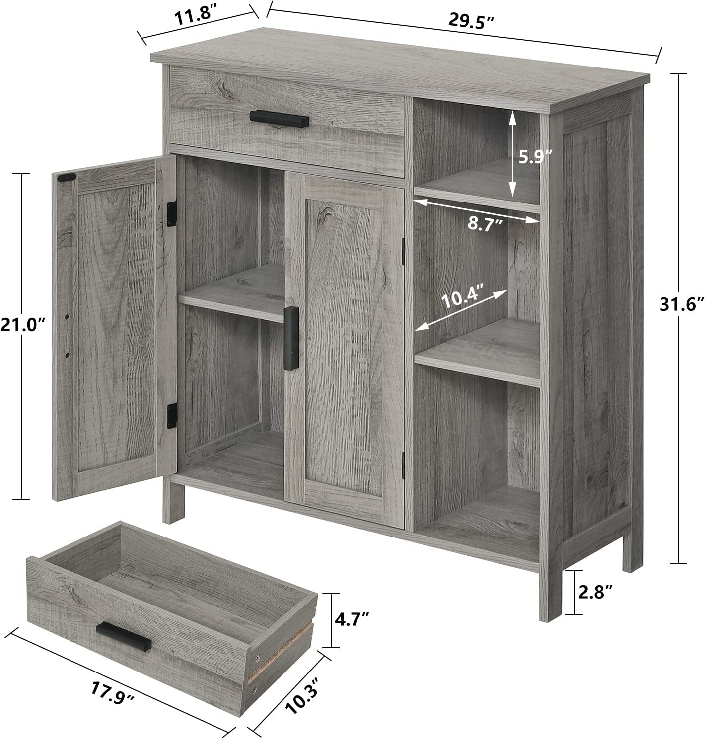 Storage Cabinet with Doors and Shelves