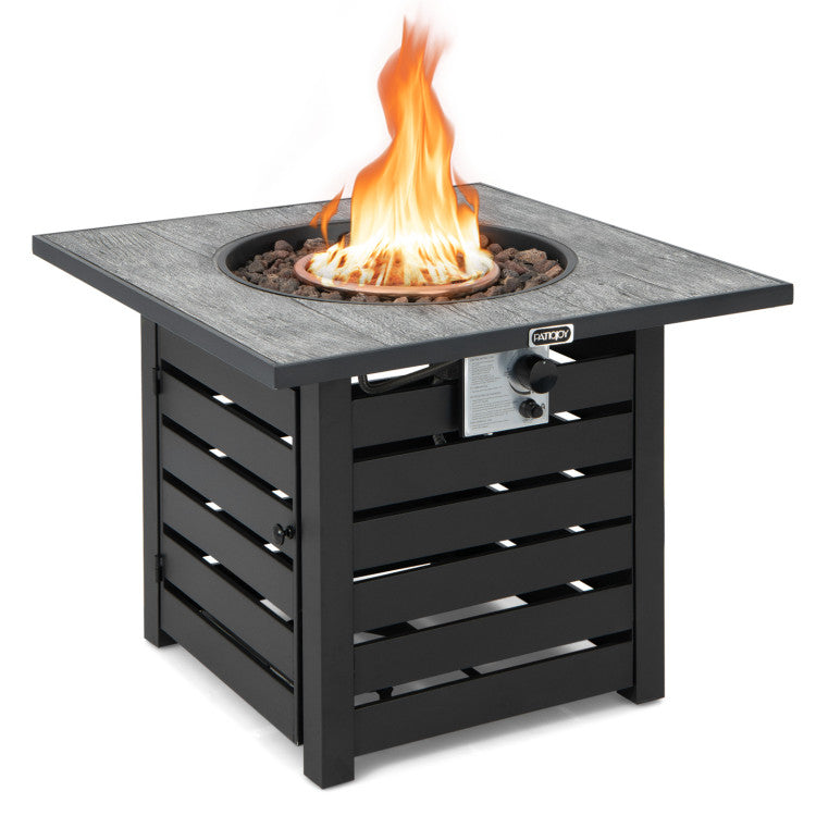 Square Propane Fire Pit Table with Lava Rocks